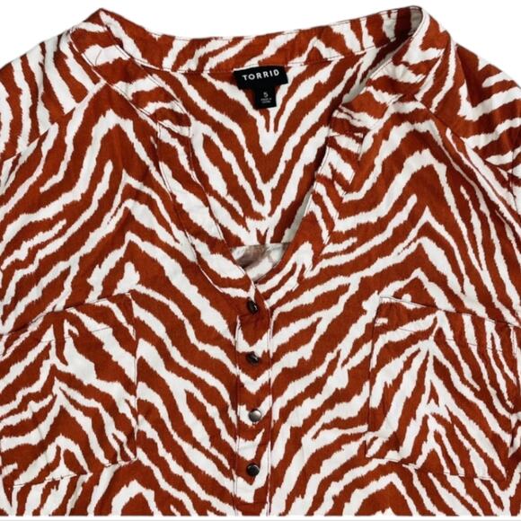 Torrid Zebra Print Harper Rayon Slub Pullover Sleeveless‎ Top Size 00 Medium - Picture 6 of 13
